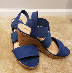 Navy Cork Wedges